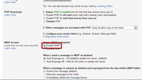 Completing the change in Gmail