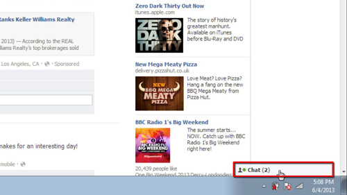 Opening the chat dialog in Facebook