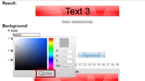 Closing the color selector