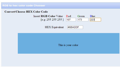 Converting the color codes