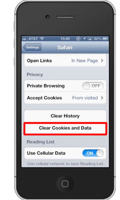 how to erase cookies on iphone