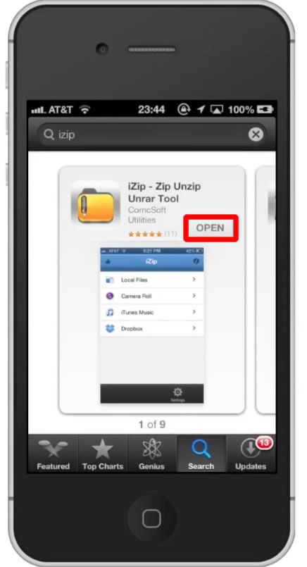 how to access zip files on iphone