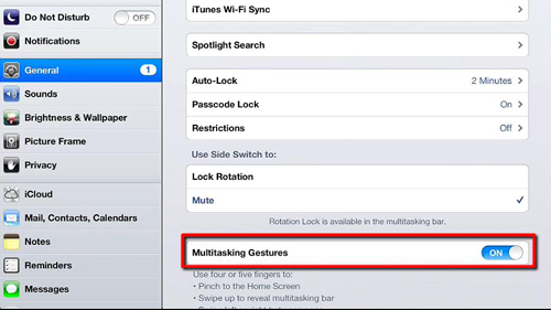 Activating multitasking gestures