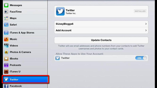 Your twitter account settings