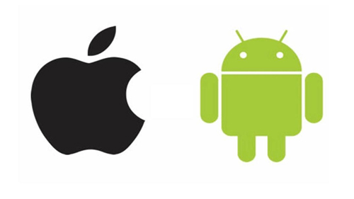 The Apple and Android logos