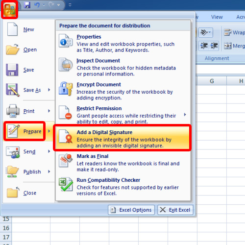 how to insert signature in excel mac