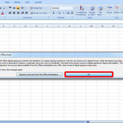 adding signature in excel