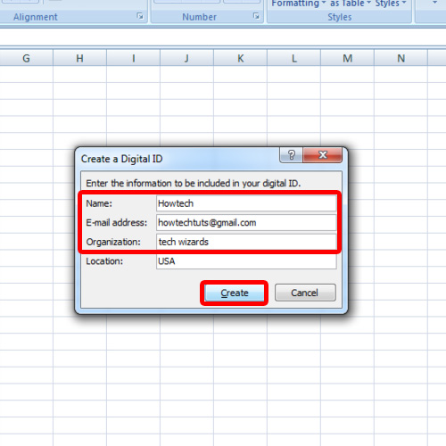 how do i create a digital signature in excel