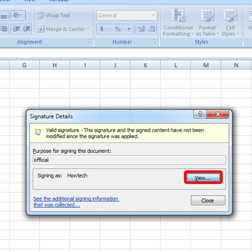 sign a document in excel