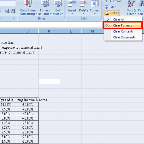 clear all formatting excel doc