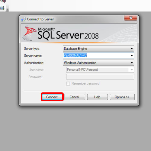 connecting to the SQL server