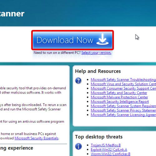 Download Microsoft safe scanner from browser