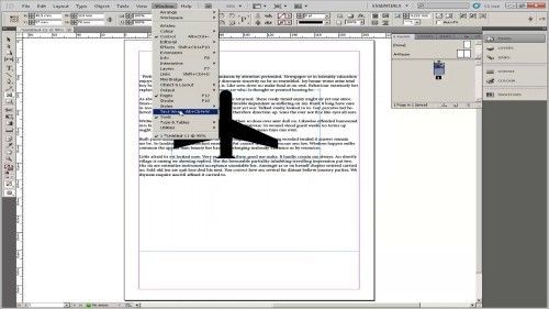 page down shortcut indesign