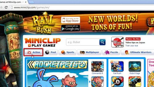 The action link in Miniclip