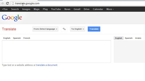 Visiting the Google Translate site