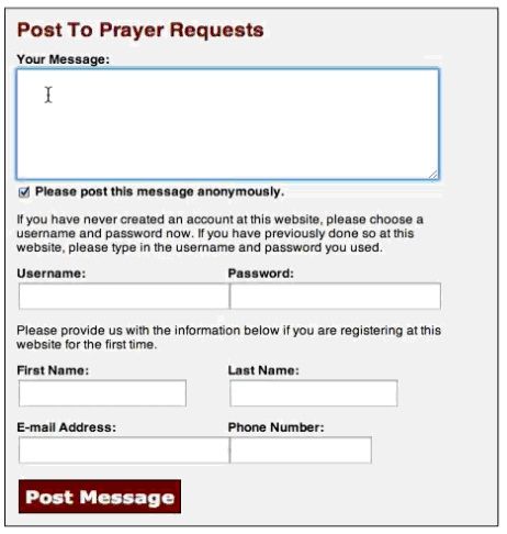 Type in the Prayer Request form