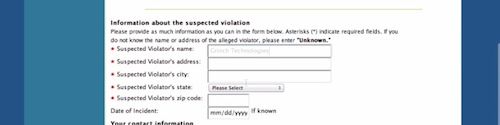 fill in violator info