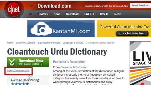 Downloading the Urdu dictionary from Cnet