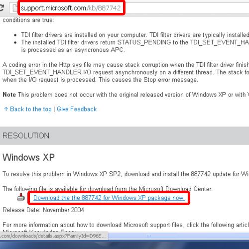 Download update package from Microsoft’s support site