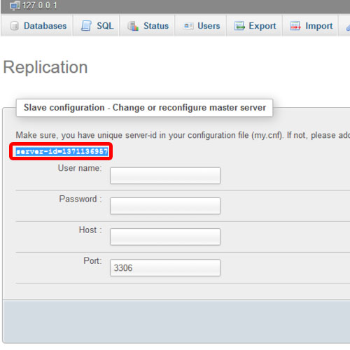 configuring slave replication