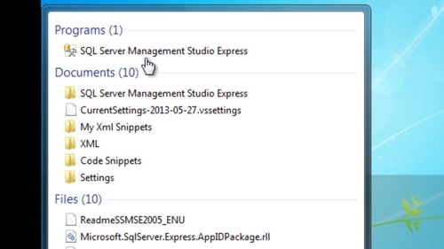 click sql server management studio express