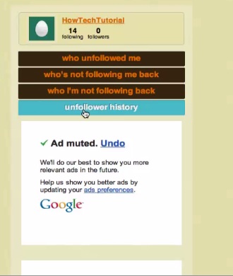 unfollower history buttons