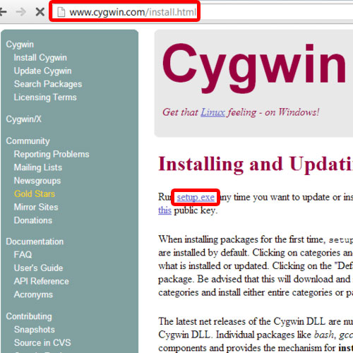 visiting cygwin.com