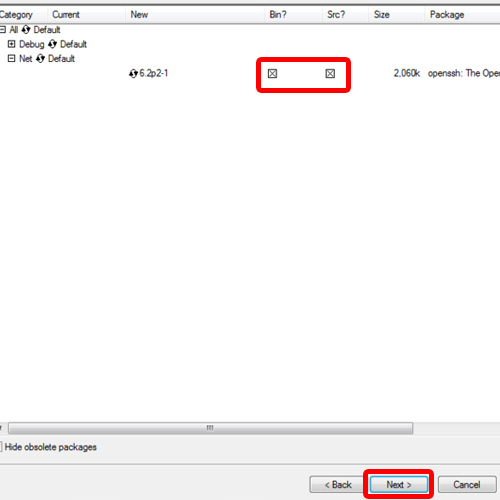 settings for SSH installation