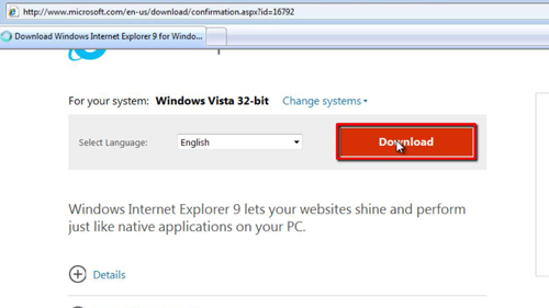 latest internet explorer download for vista