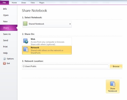 share onenote notebook office 365