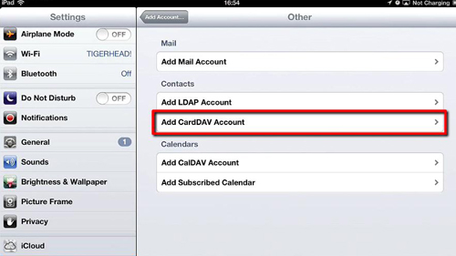 Gmail Carddav Settings