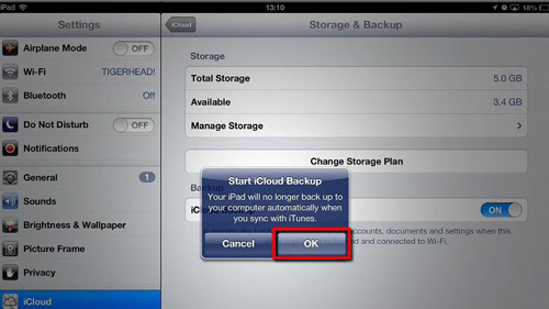 Enabling iCloud backup