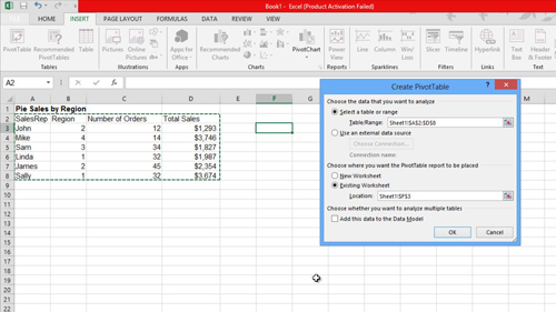 excel 2013 create pivot table