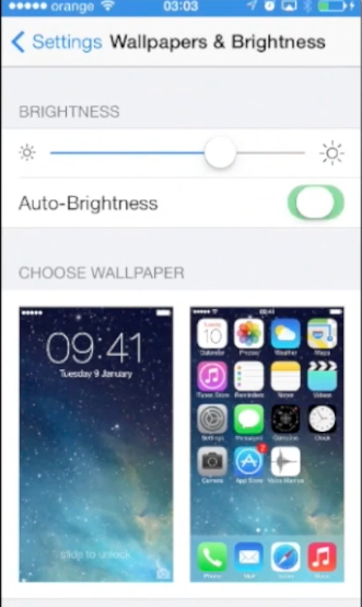 enabling Auto-Brightness feature  on iPhone running iOS 7