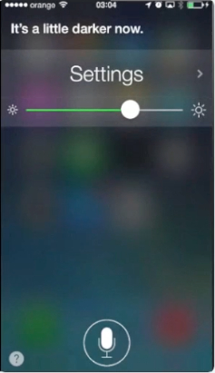 adjusting brightness with the help of Siri on iPhone running iOS 7