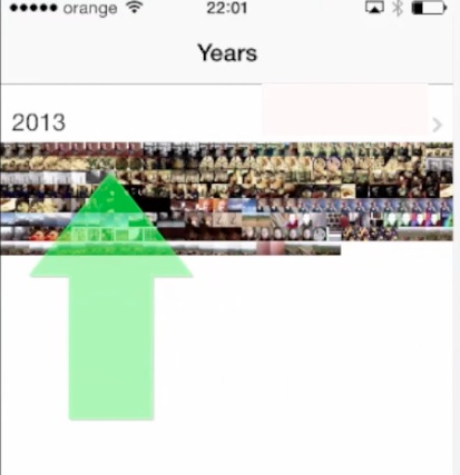 examining “Years” views on iPhone running on iOS 7