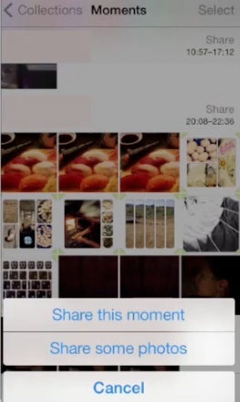 photo sharing overview on iPhone running on iOS 7