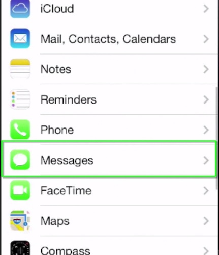 accessing Messages feature on iPhone running iOS 7