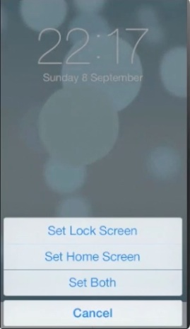 confirming setting of dynamic wallpaper in iOS 7