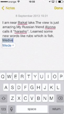Autocorrect feature in action on iPhone running iOS 7