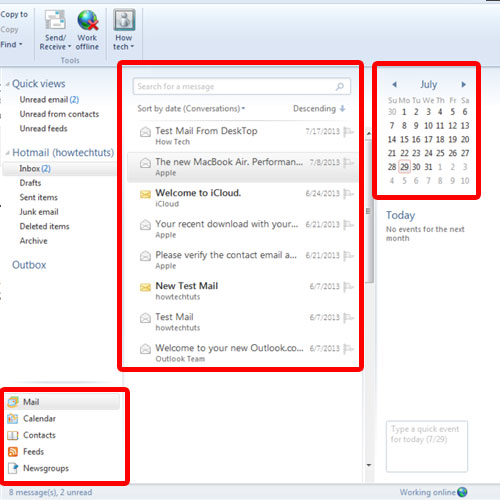 Windows mail interface