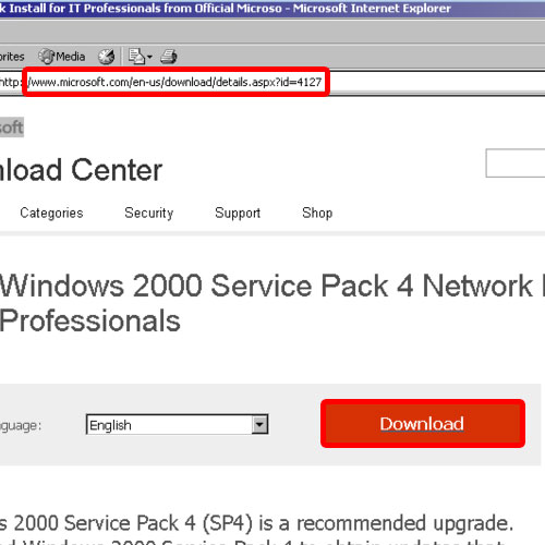 Download service pack for Windows 2000