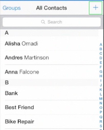 adding a new contact to contact list  on iPhone running on iOS 7