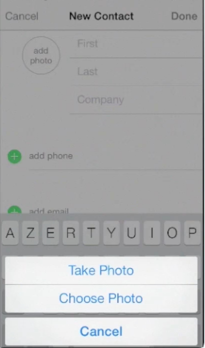 adding photo of a contact on iPhone running on iOS 7