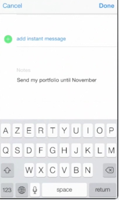 adding notes about the contact  on iPhone running on iOS 7