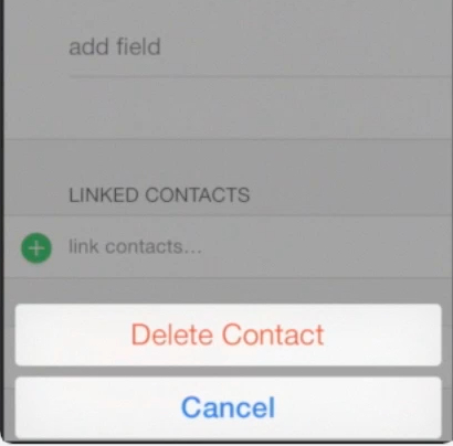 deleting contact record on iPhone running on iOS 7
