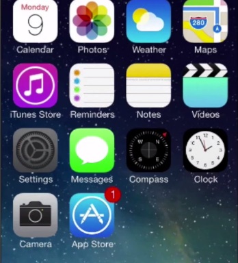 tap „Settings” from the home screen of iPhone running on iOS 7