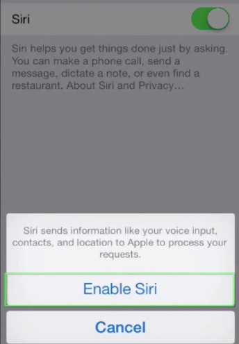 activating Siri on iPhone running on iOS 7