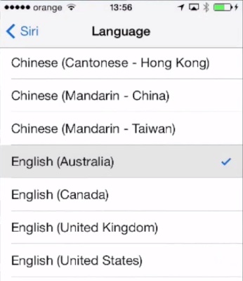 changing the language of Siri on iPhone running on iOS 7