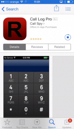 downloading the „Call Log Pro” app on iPhone running on iOS 7